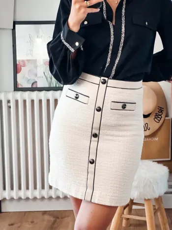 Mini jupe Maje blanc cassé et noire taille :6