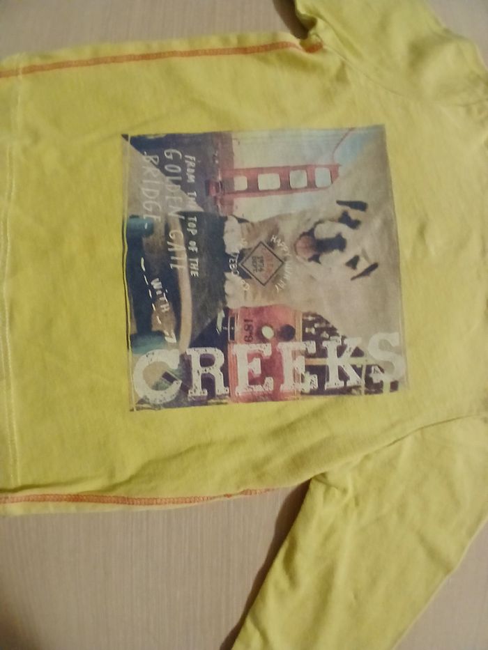 Pull fin en coton bebe taille 12 mois marque creeks couleur jaune motifs chien - photo numéro 8