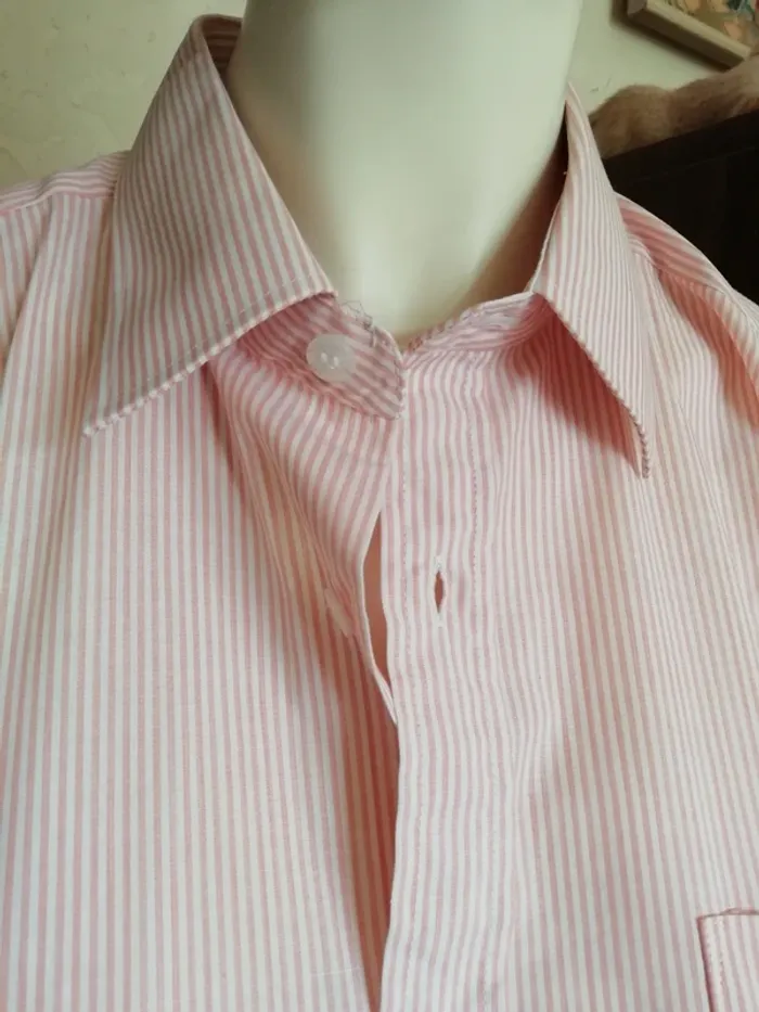 Chemise chemisier shirt surchemise rayée rayure stripe blanc rose pink chic - photo numéro 2