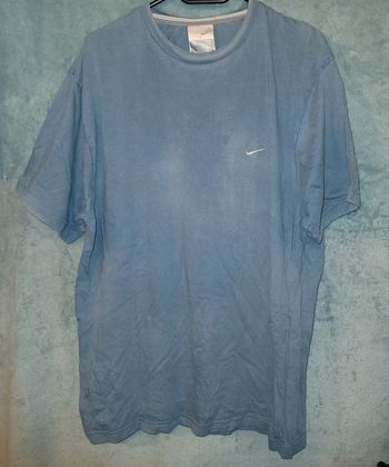 Tee-shirt Vintage Bleu ciel - Souche Brodée Blanche - Nike - Taille XL