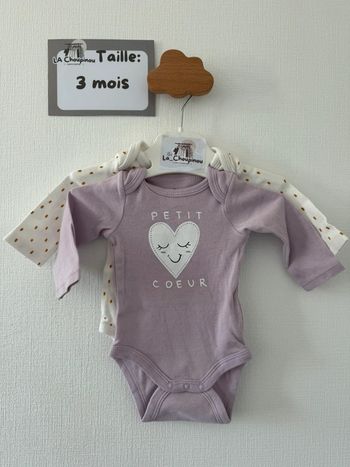 Lot 2 bodies manches longues - taille 3 mois 🌸