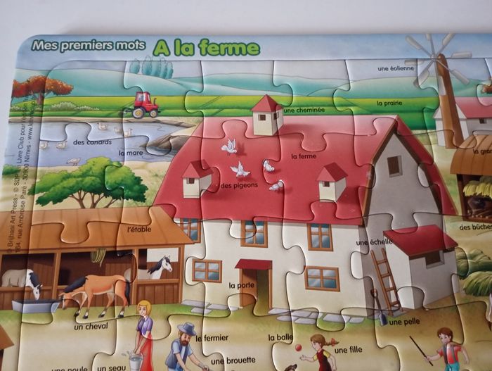 Puzzle 35 pièces.   À la ferme . Apprendre des mots . Parfait état. - photo numéro 4