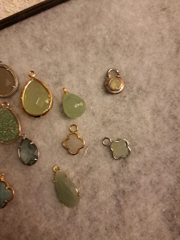 Lot de pendentif vert bleu doré et argenté - photo numéro 6