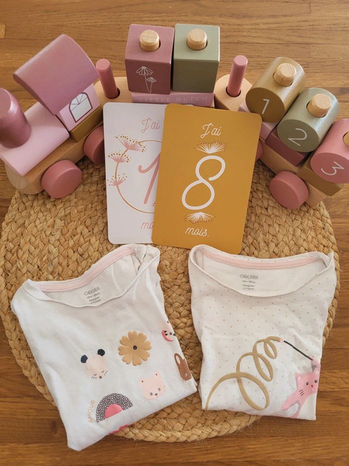 🌺Lot de 2 Tee-shirts manches longues 18 mois fille