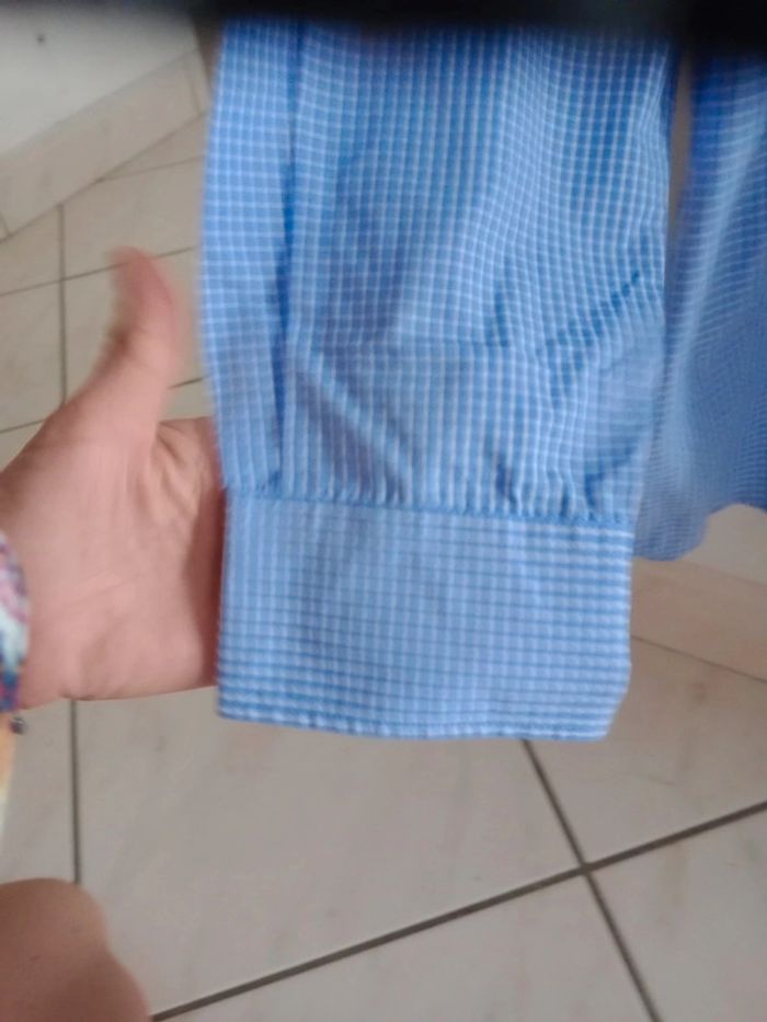 Chemise homme taille 5 43-44 vichy bleu c84 - photo numéro 5