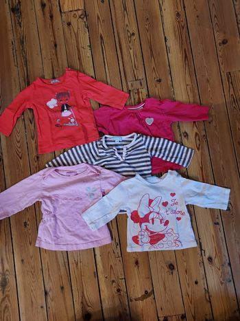 Lot tee-shirts manches longues roses 3 mois