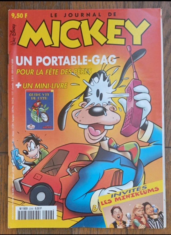 Ancien journal de mickey avec cadeaux portable gag + livret VTT Oasis N°2346 de 1997 vintage - photo numéro 2
