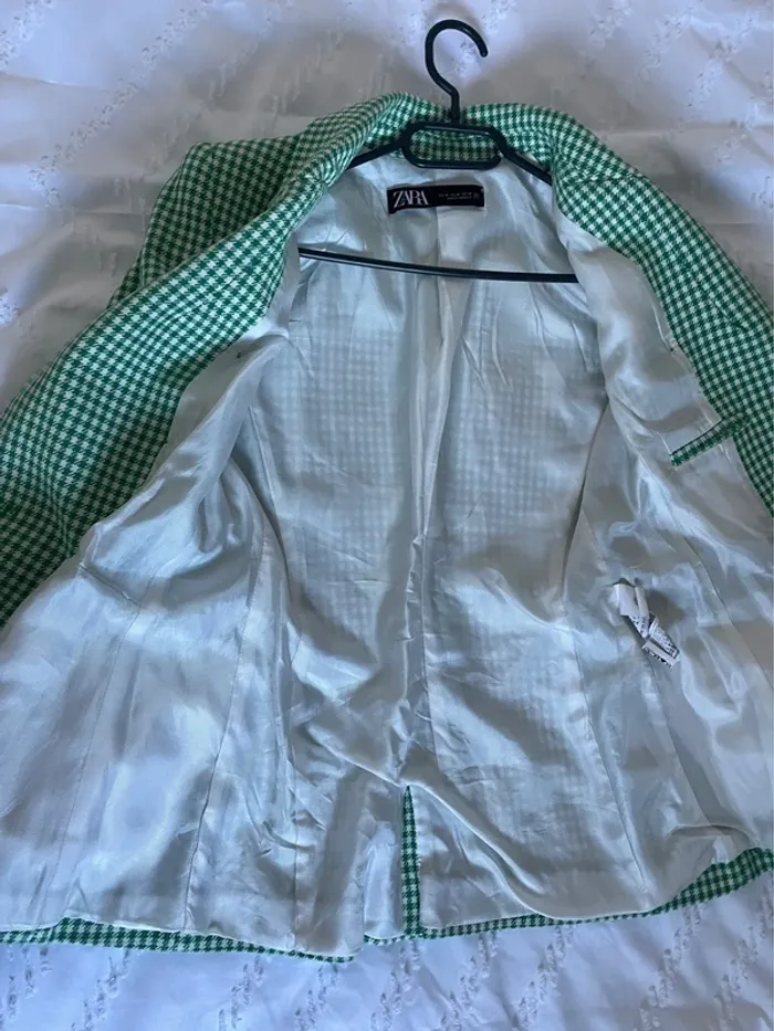 Zara veste blazer tailleur vichy à boutonnage croisé taille XS - photo numéro 11