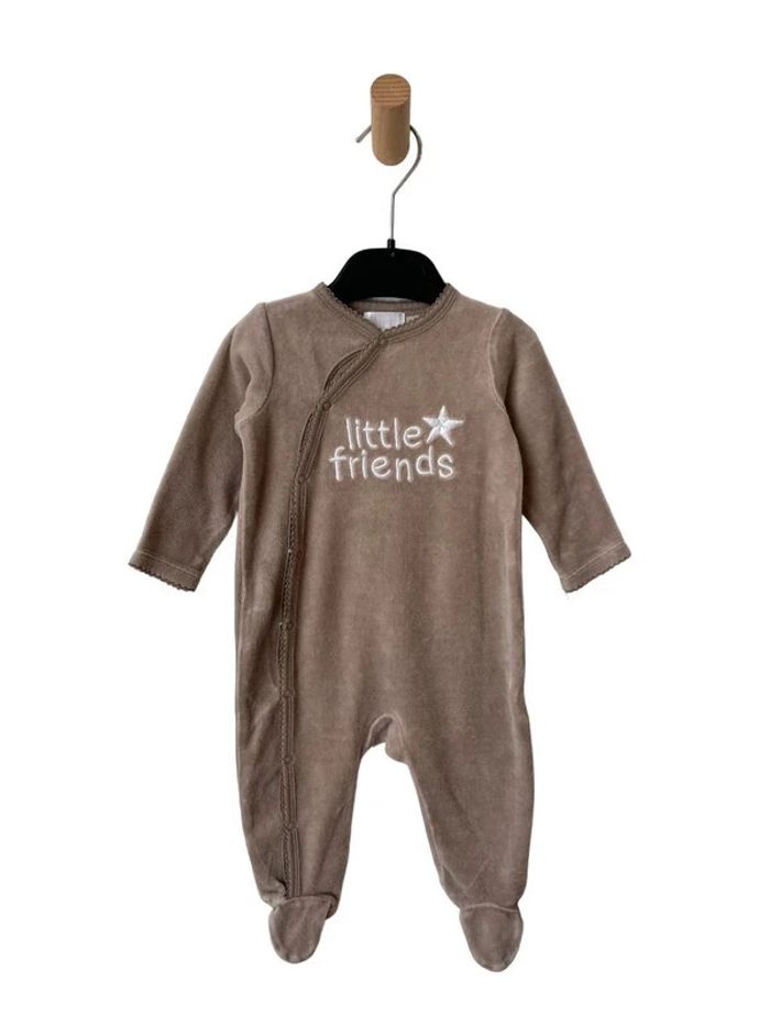 Pyjama / dors-bien en velours marron “little friends” - TEX 3-6 mois