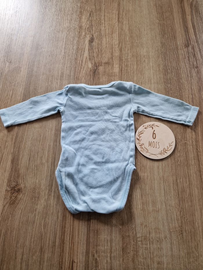 Body Bébé Manches Longues Tex - Uni Bleu Layette - 6 Mois (68 cm) - photo numéro 3