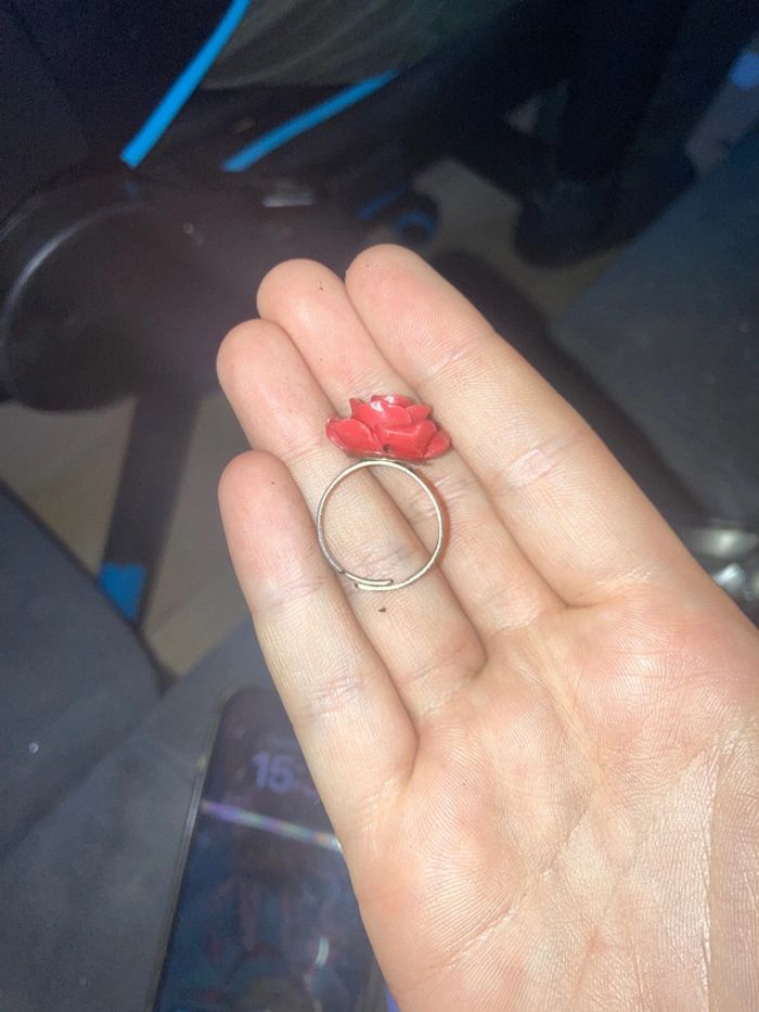 Bague réglable fleur rose - photo numéro 3