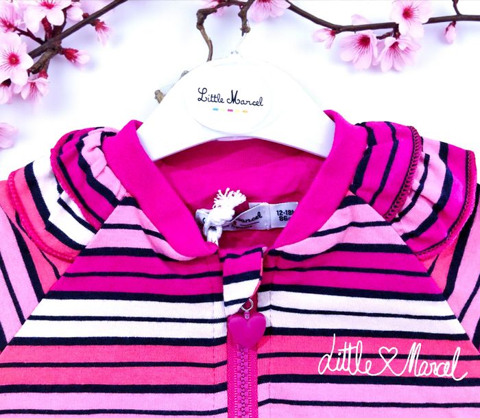 LITTLE MARCEL - NEW - ENSEMBLE 2/3P BÉBÉ FILLE RAYURES & TONS LUMINEUX 12/18M - photo numéro 7