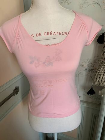 Tee shirt rose clair femme manches courtes