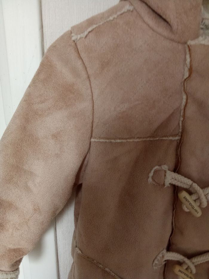 Manteau Verbaudet fille 2 ans, 24 mois, Daim, doublure amovible, beige, blanc, chaud - photo numéro 5