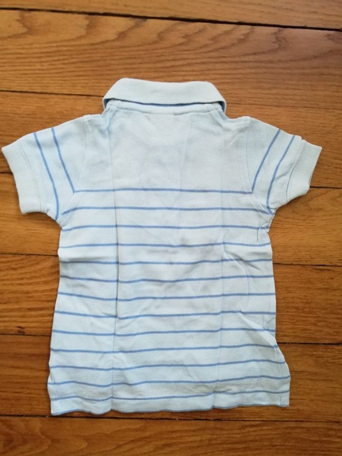 Polo Petit Bateau bleu rayé 6 mois - photo numéro 2