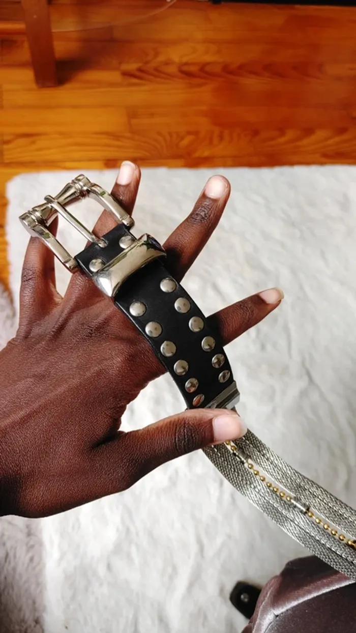 Magnifique ceinture vintage en cuir et acier - photo numéro 7