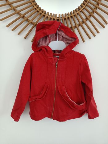 Sweat zippé rouge grain de blé 24mois