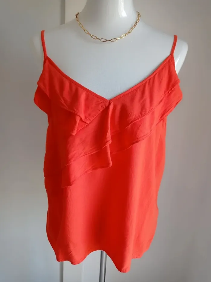 Haut d'été belle couleur orange avec volants à fines bretelles T.L H&M