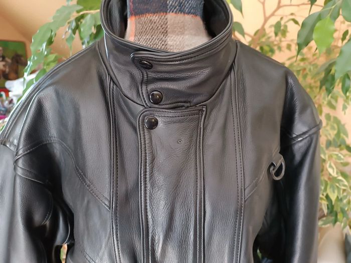 Blouson moto noir en cuir - photo numéro 5