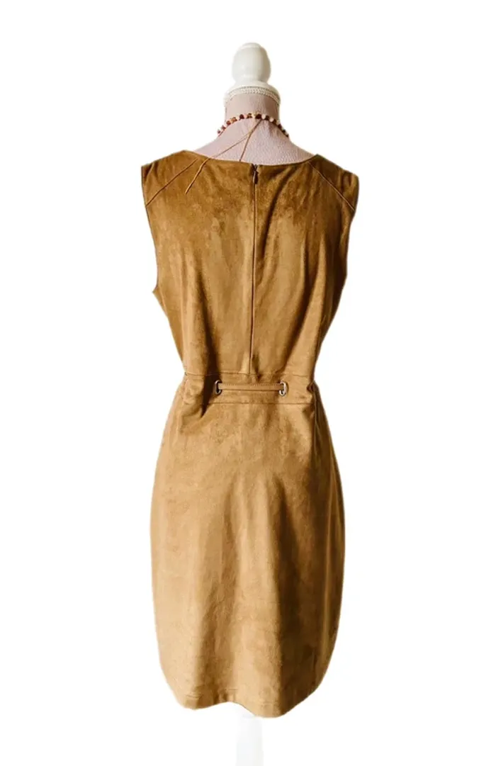 💐🍁Robe bohème chic automnale camel imitation daim 38/40 autumnal natural suede dress🍁💐 - photo numéro 8