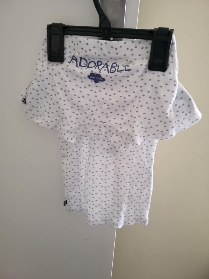 Maillot de corps manches courtes + boxer "Adorable" 12 mois (74 cm) Sucre d'Orge - photo numéro 2