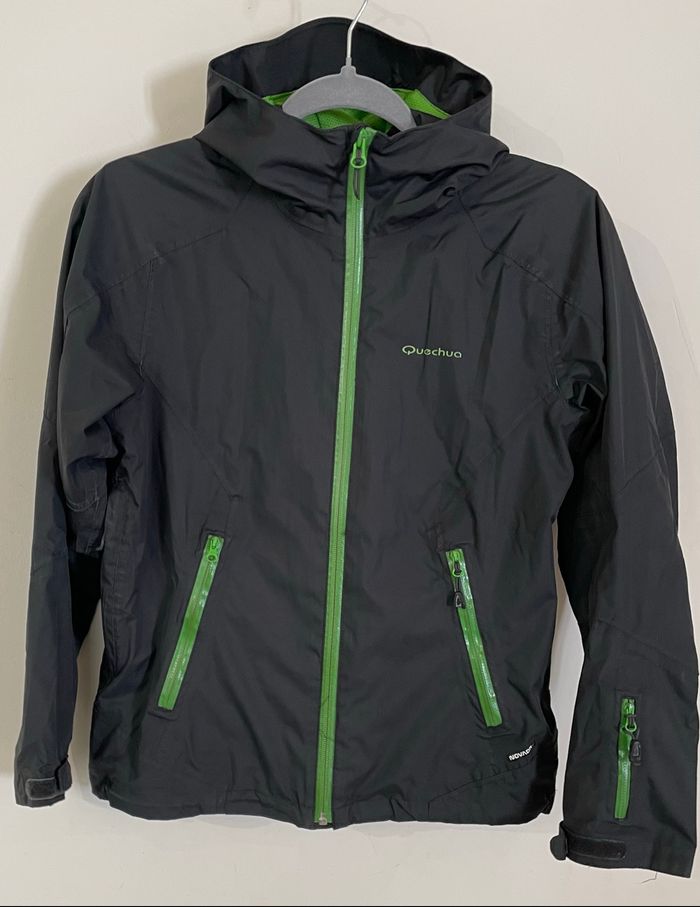 Veste Coupe-vent Noir Vert Pomme garçon Taille 12 ans Quechua