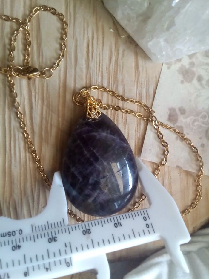 collier avec pierre d'améthyste 💜. - photo numéro 8