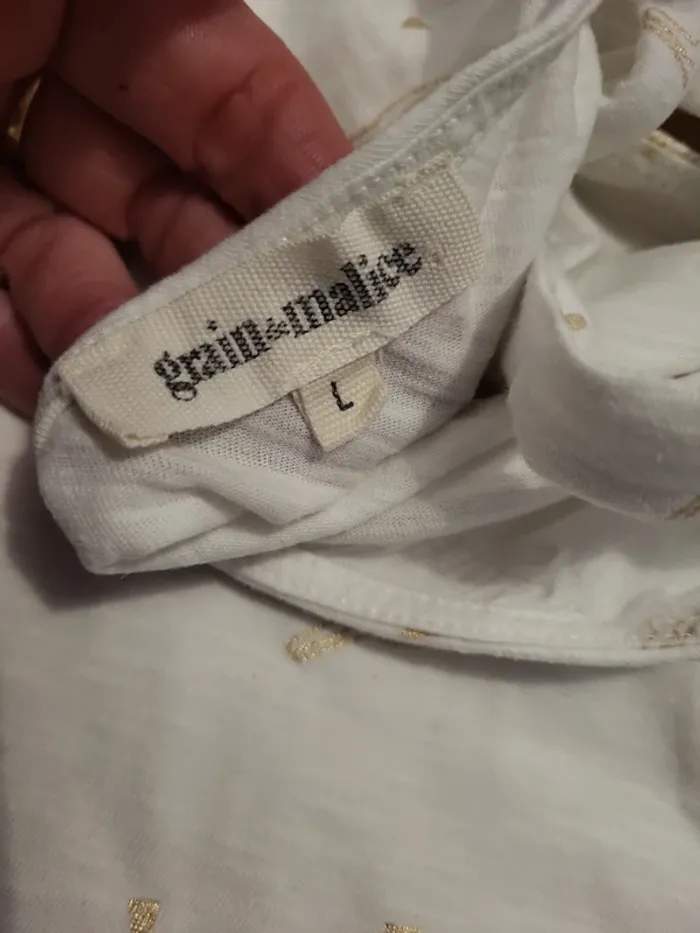 T shirt blanc doré grain de malice L - photo numéro 4