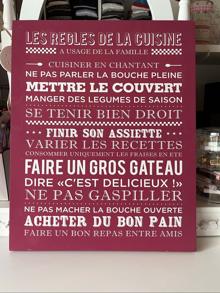 Toile fond rose "les règles de la cuisine " BE 👩‍🍳