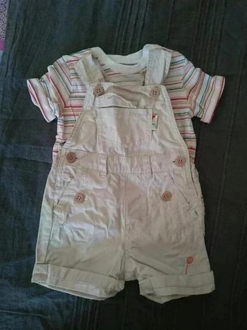 Ensemble salopette short + t-shirt garçon 3 mois