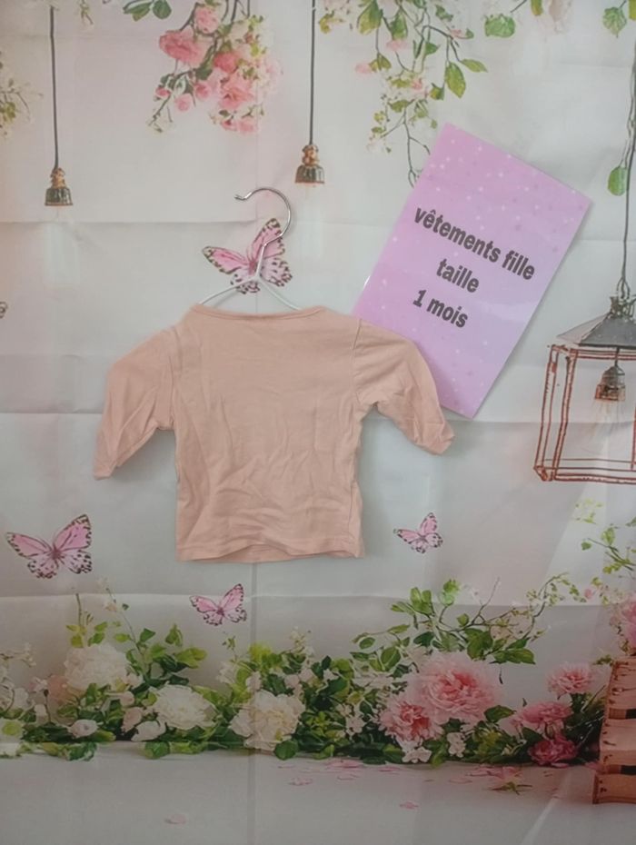 Tee-shirt manches longues fille Kiabi abricot taille 1 mois / 56 cm - photo numéro 3