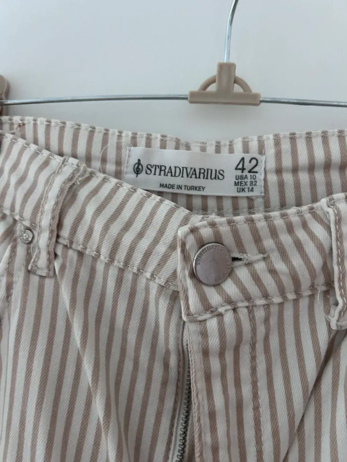 Pantalon rayé beige et blanc taille 42 - photo numéro 3