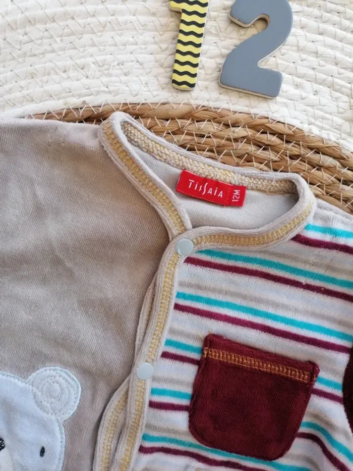 Pyjama velours une pièce - Tissaia - 12 mois - photo numéro 2