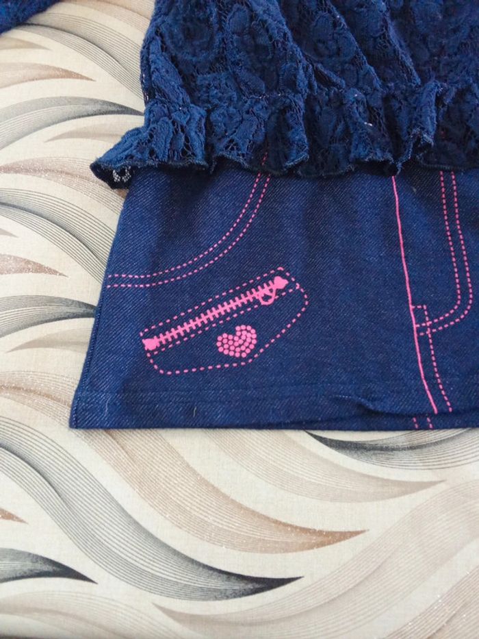 Robe tunique style jeans et dentelle 4 ans Shialy - photo numéro 2