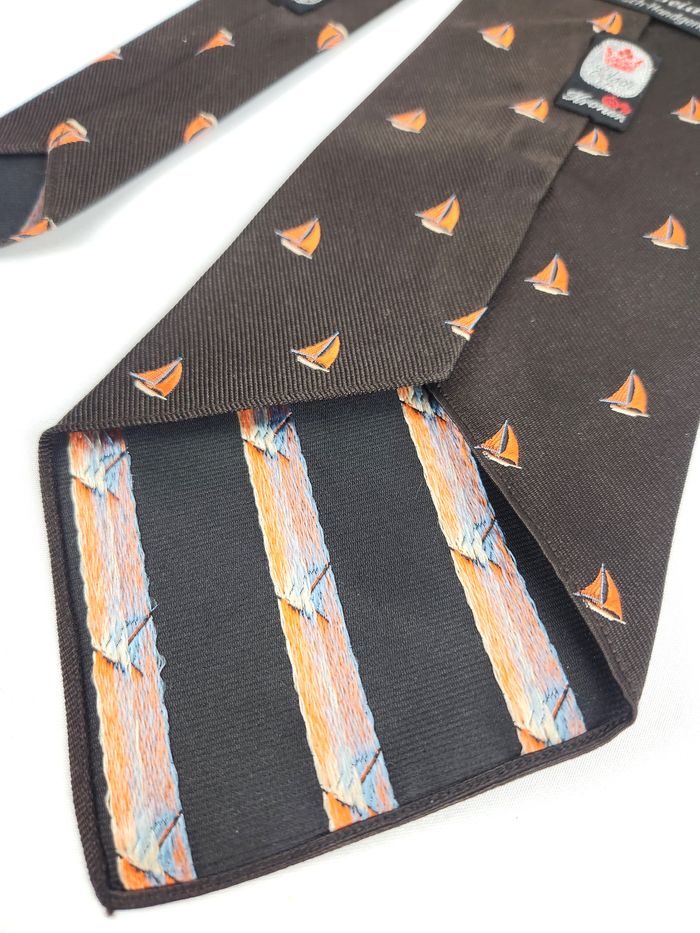 Cravate Edsor Kronen Vintage - 100% Soie - Motif Bateaux - photo numéro 5