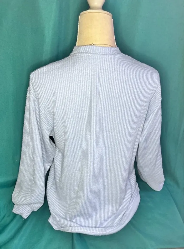 💕 pull pilou pilou bleu clair côtelé taille 34 XS #bershka - photo numéro 4