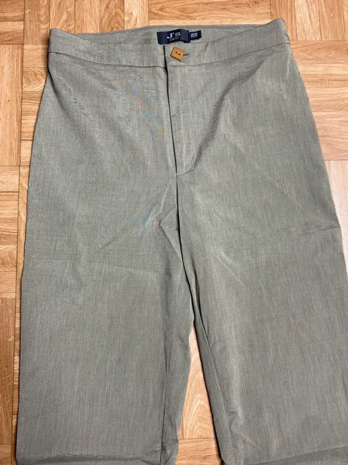 Pantalon élégant ajusté vert kaki satiné vintage Extè (NEUF) - photo numéro 2