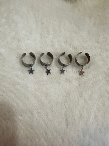 Lot de 4 bagues étoile argenté