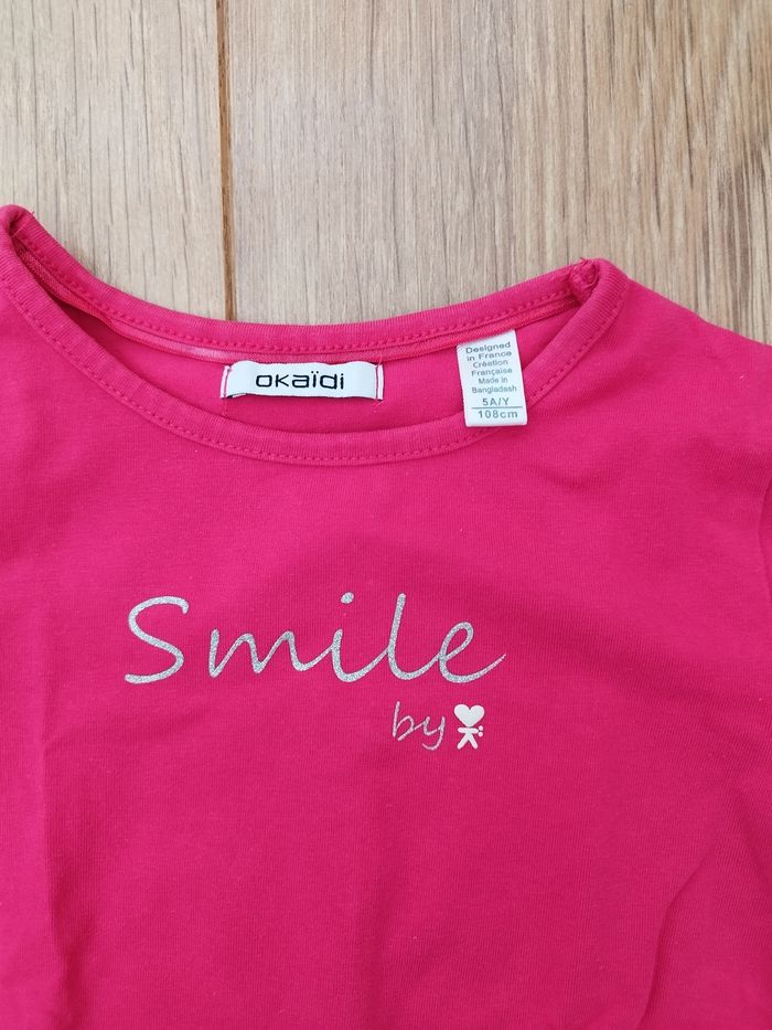 T-shirt manches longues fushia Okaïdi - 5 ans - photo numéro 2