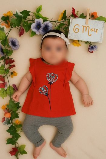 T-shirt manche courte rouge 6mois