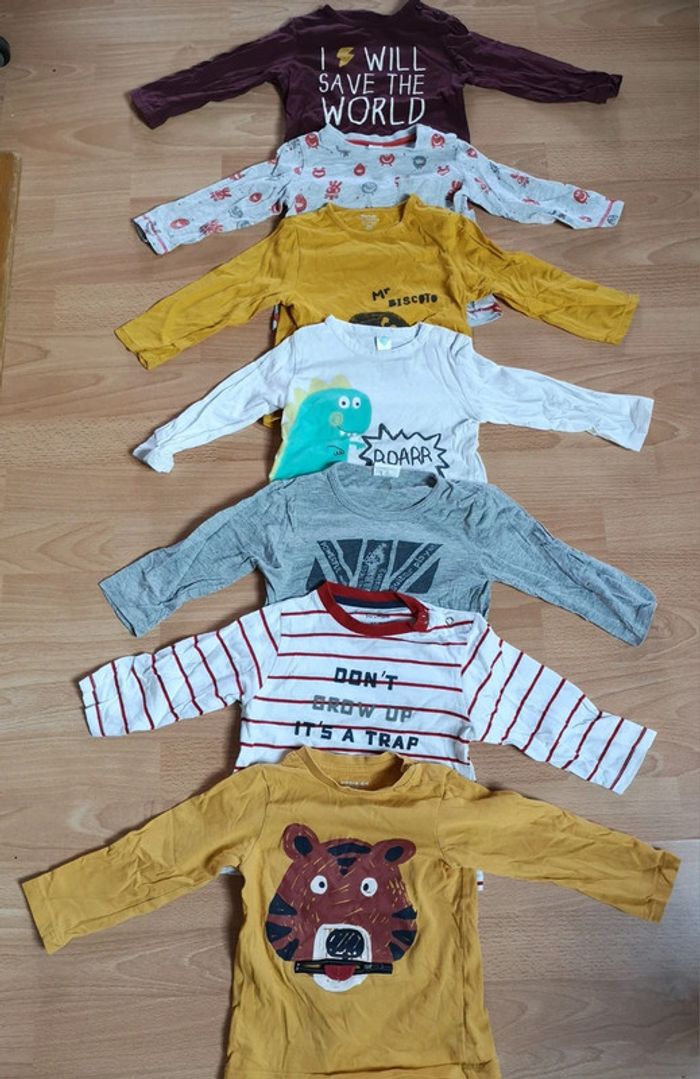 Lot 6 Tee-shirts manches longues 18 mois ours dino