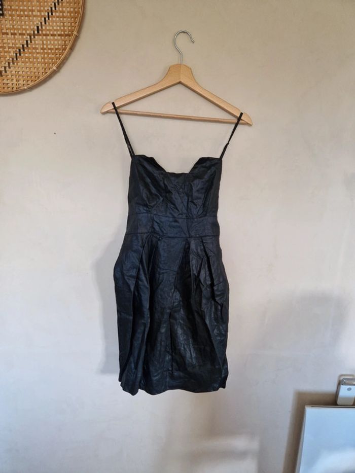 Robe noire en lin effet brillant - photo numéro 5