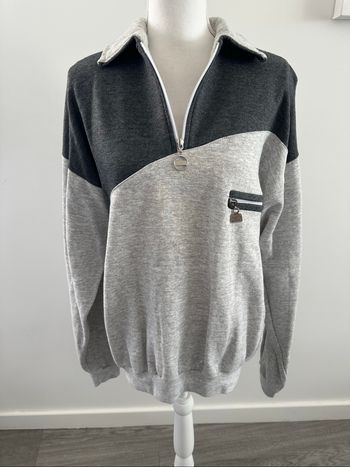 Sweatshirt oversize zip gris tennis Vintage T42 XL