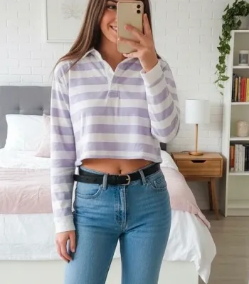 Pull à rayures violet et blanc – Jennyfer - Taille S