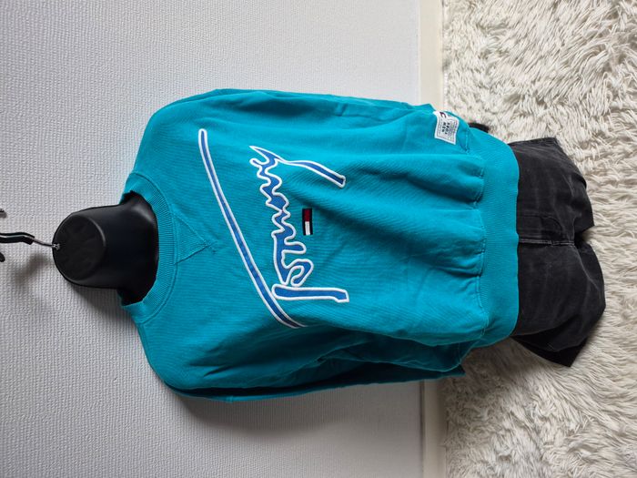 Sweat Tommy Jeans turquoise - Taille XS (grand) - Neuf - photo numéro 1