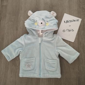 Gilet chaud ourson bleu naissance