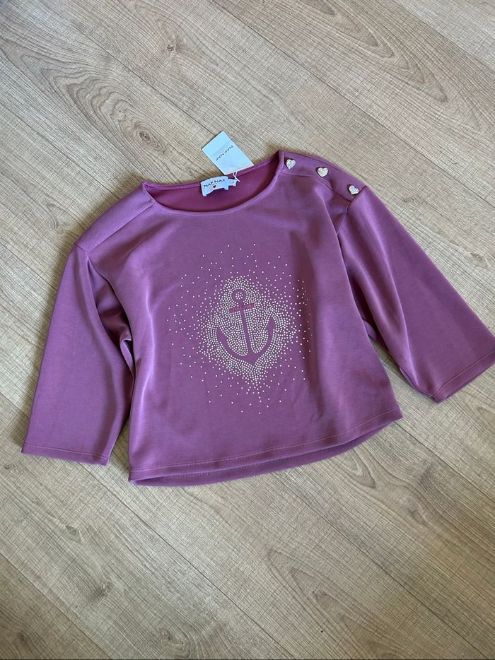 Pull sweat rose neuf avec strass Naf Naf taille S - photo numéro 7