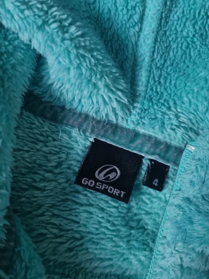 Veste zippée polaire avec capuche vert menthe 4ans - photo numéro 3