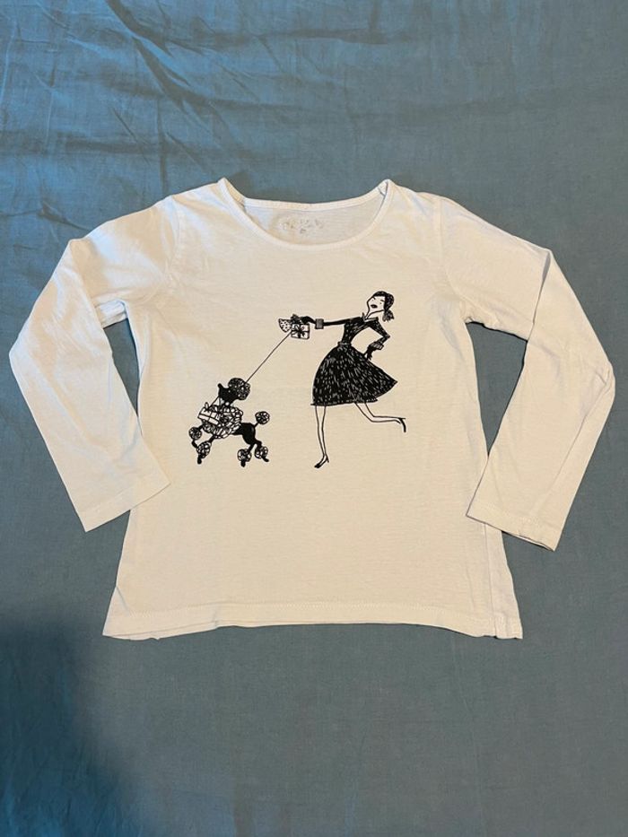 T-shirt manches longues blanc - C.F.K - 8 ans