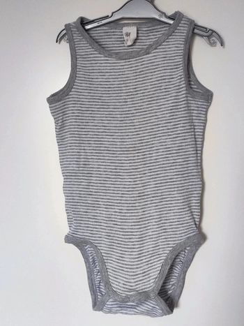 Body blanc gris rayé rayures H&M